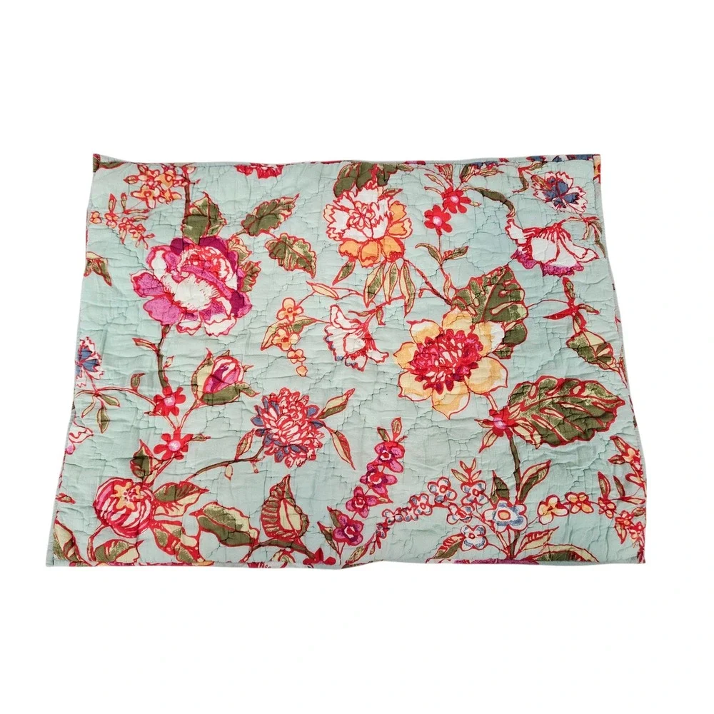 Pottery Barn Floral Quilted Pillow Sham Cover Case Euro Square Farmhouse Cottage